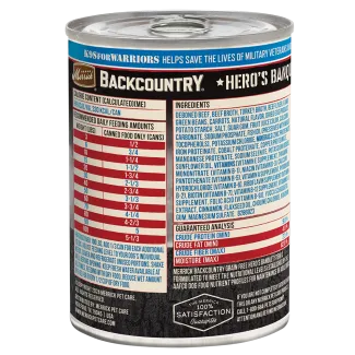 Backcountry Grain Free Hero&#039;s Banquet Stew - Back of can