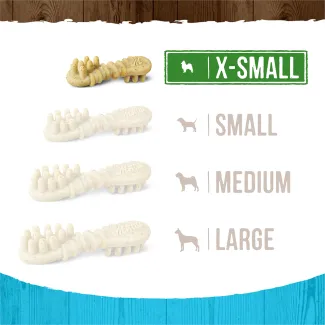Image showing Fresh Kisses Mint Extra Small bone size against other bone sizes. 