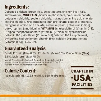 Ingredients, guaranteed analysis, calorie content