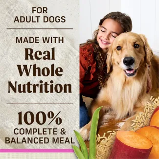 for adult dogs, made with real whole nutrition, 100 percent complete and balanced meal