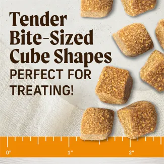 Healthy Bites Chicken size shown against a ruler 
