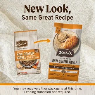 Healthy Grains Freeze-dried Raw-coated Kibble Real Chicken + Brown Rice Recipe Transition Image