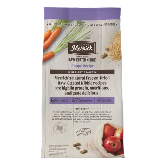 Healthy Grains Freeze-dried Raw-coated Kibble Puppy Recipe - Back of bag