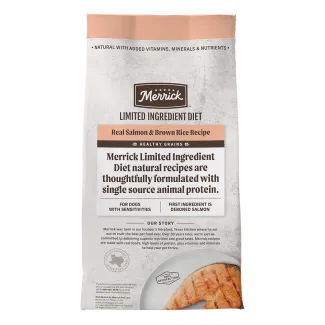 Limited Ingredient Diet Real Salmon &amp; Brown Rice Recipe - Back of bag