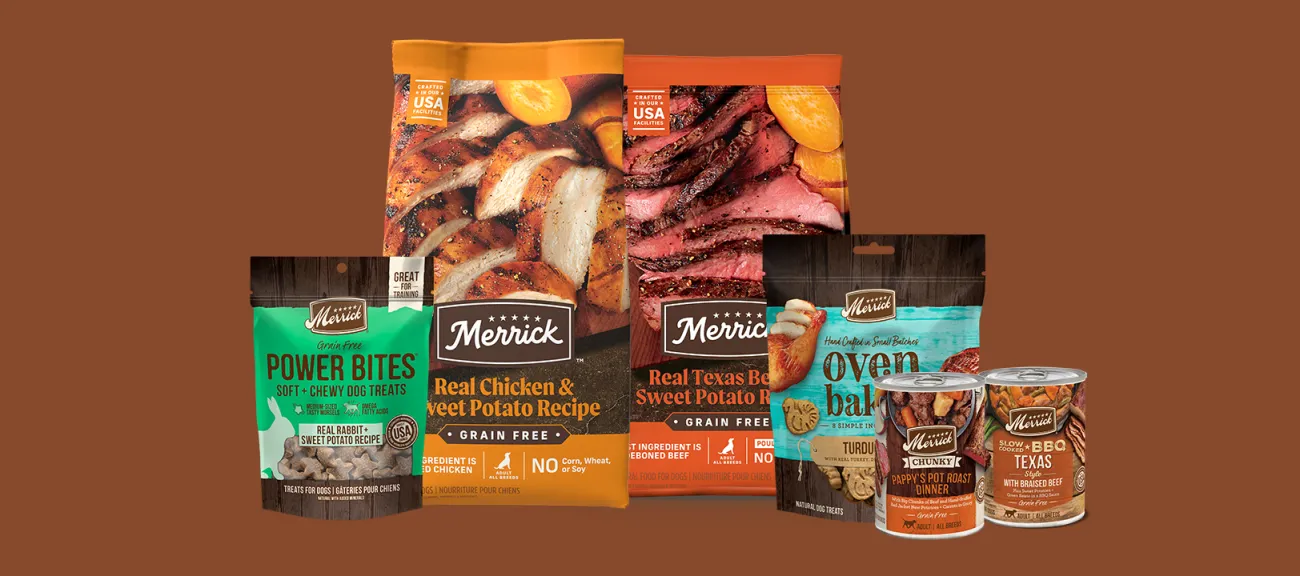 A group of grain free dog food bags