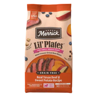 Lil&#039; Plates Grain Free Real Texas Beef + Sweet Potato with Raw Bites Recipe - Front of bag