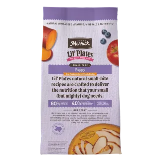 Lil&#039; Plates Grain Free Puppy Real Chicken + Sweet Potato Recipe - Back of bag