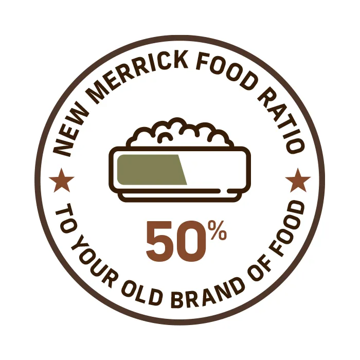 New Merrick Food Ratio 50% to your old brand of food